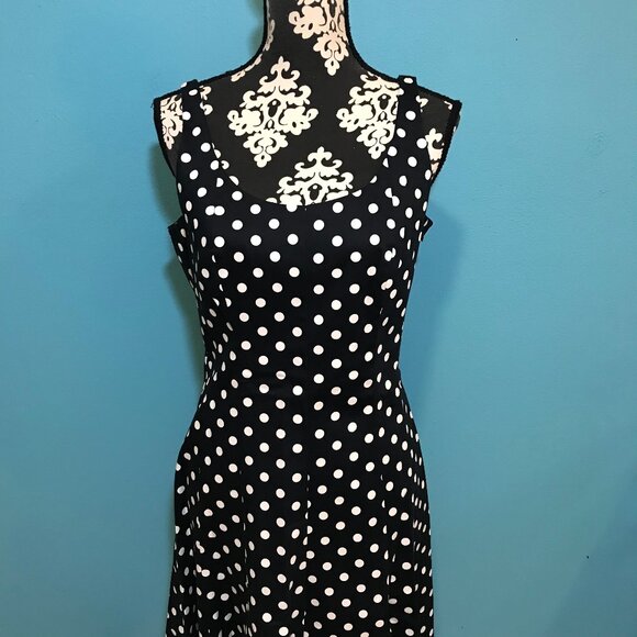 Ralph Lauren Polka Dot Woman's Dress EUC Rockabilly Size 12 Black & White Retro - Picture 2 of 16